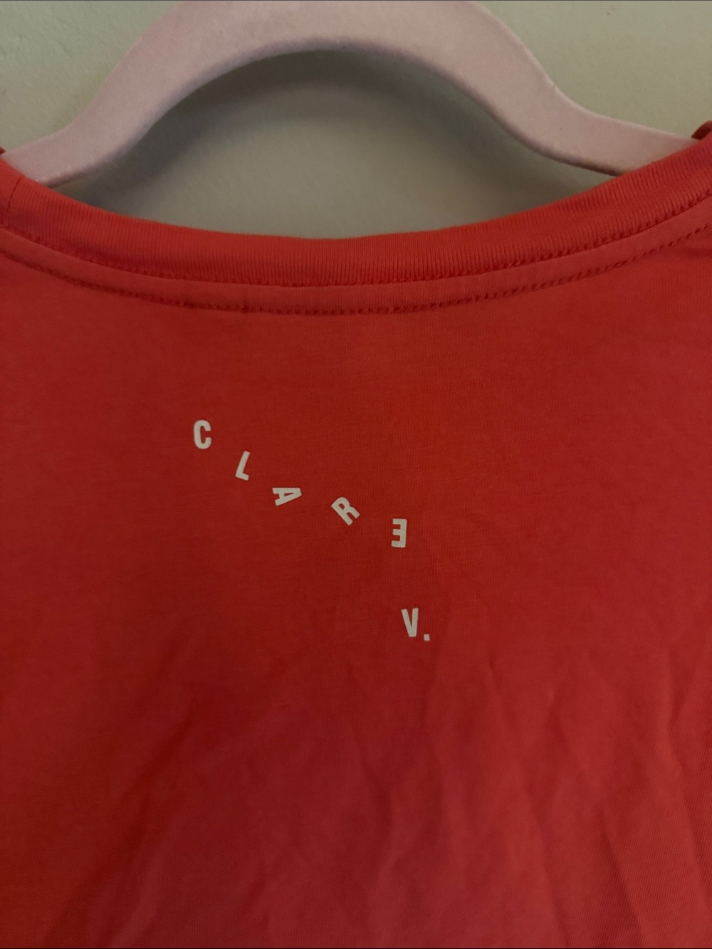 Clare V Coral-Red 'PAS MAL' Short Sleeve Tee - Picture 4 of 4